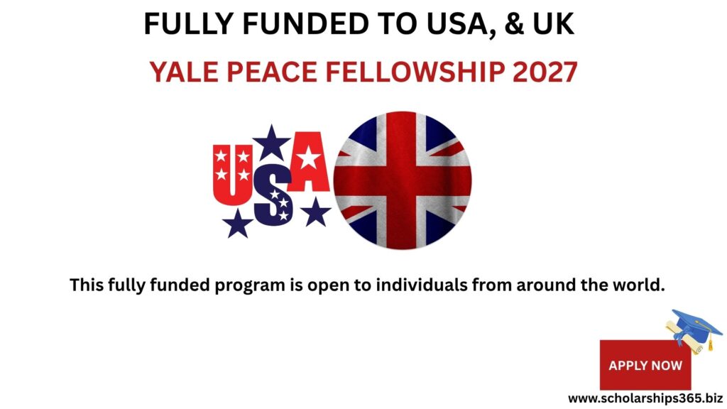 Yale Peace Fellowship 2027 (Fully Funded to USA, & UK)